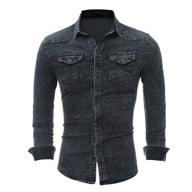2021 High quality Fashion Denim Shirt Men Cotton Jeans Overshirt Slim Fit Long Sleeve Washed Cowboy polos  Plus Size