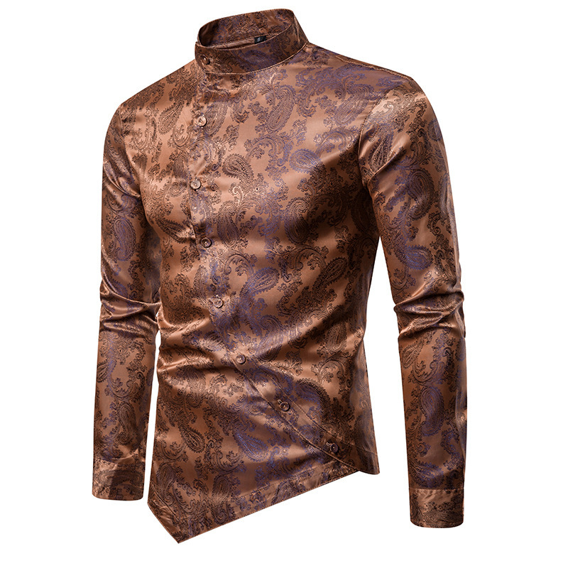 2021 High quality Tuxedo Shirt Men Stylish Irregular Hem Design Slim Fit Dress Shirts Mens Wedding Party Chemise Homme