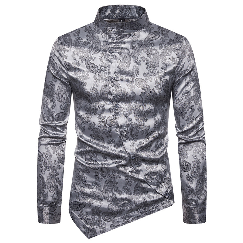2021 High quality Tuxedo Shirt Men Stylish Irregular Hem Design Slim Fit Dress Shirts Mens Wedding Party Chemise Homme