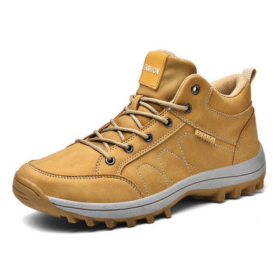 2021 High quality Men Hiking Shoes Leather Waterproof Walking Men Shoes Autumn Anti-Slip Outdoor Climbing Sneakers