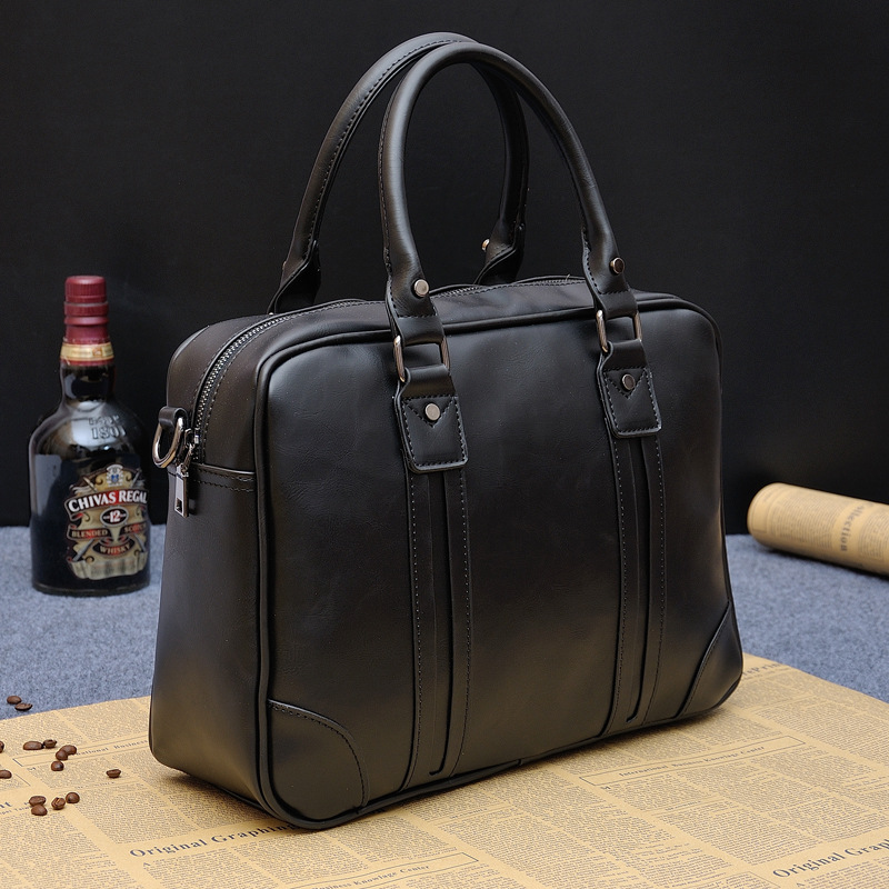 2021 High quality Men Briefcase Male Business Men's Handbags Leather Messenger bag Office Vintage Shoulder Laptop Bag
