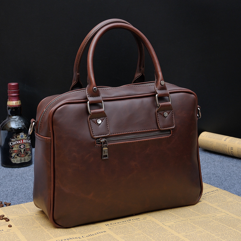 2021 High quality Men Briefcase Male Business Men's Handbags Leather Messenger bag Office Vintage Shoulder Laptop Bag