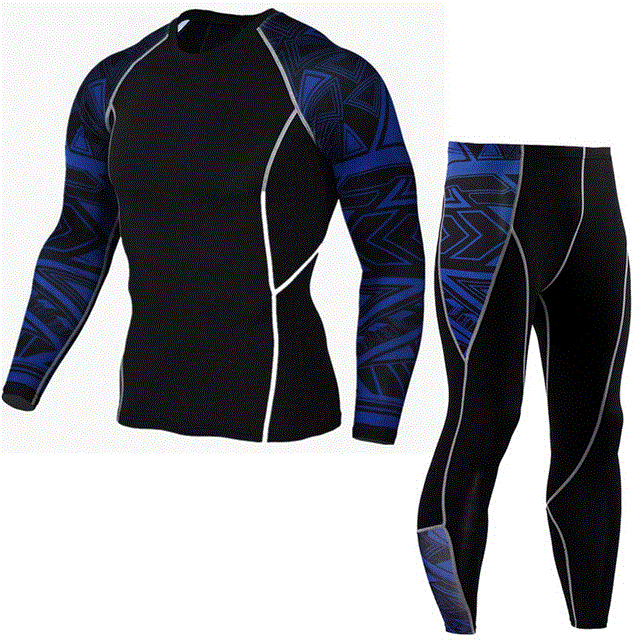 2021 High quality Men's Compression Run jogging Suits Sports Set Long T-shirts And Pants Gym Fitness Tights clothing