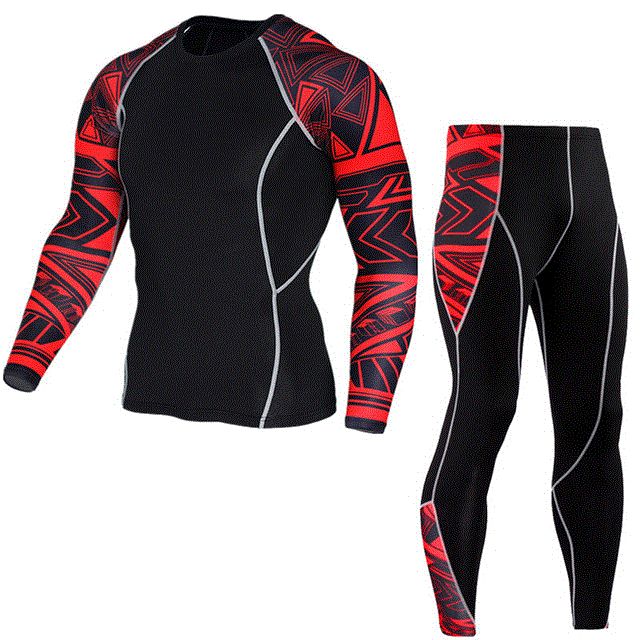 2021 High quality Men's Compression Run jogging Suits Sports Set Long T-shirts And Pants Gym Fitness Tights clothing