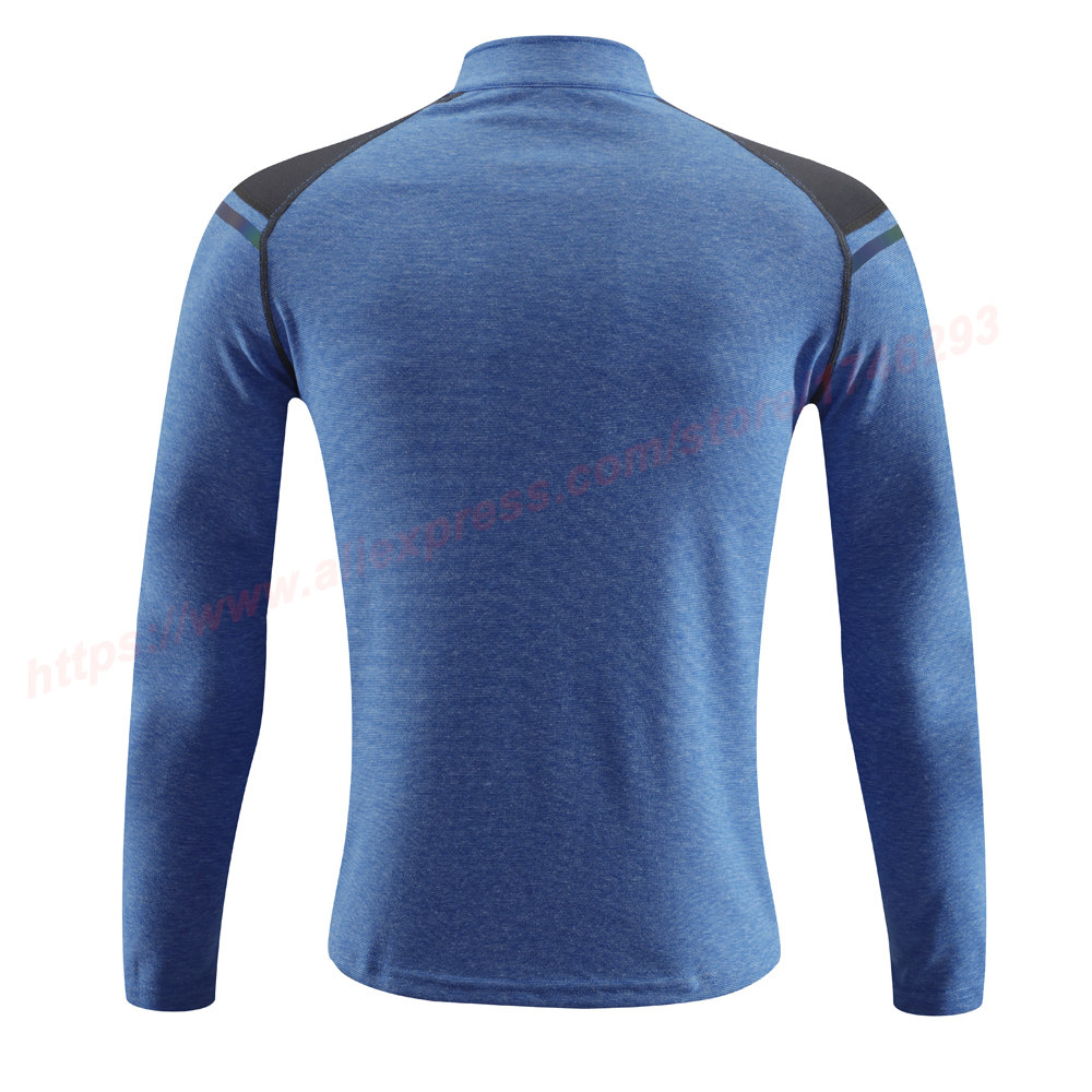 2021 High quality Long Shirts Men Sports Zipper Fitness Traning Clothes Stand Collar Slim Top Workout Running T-shirts