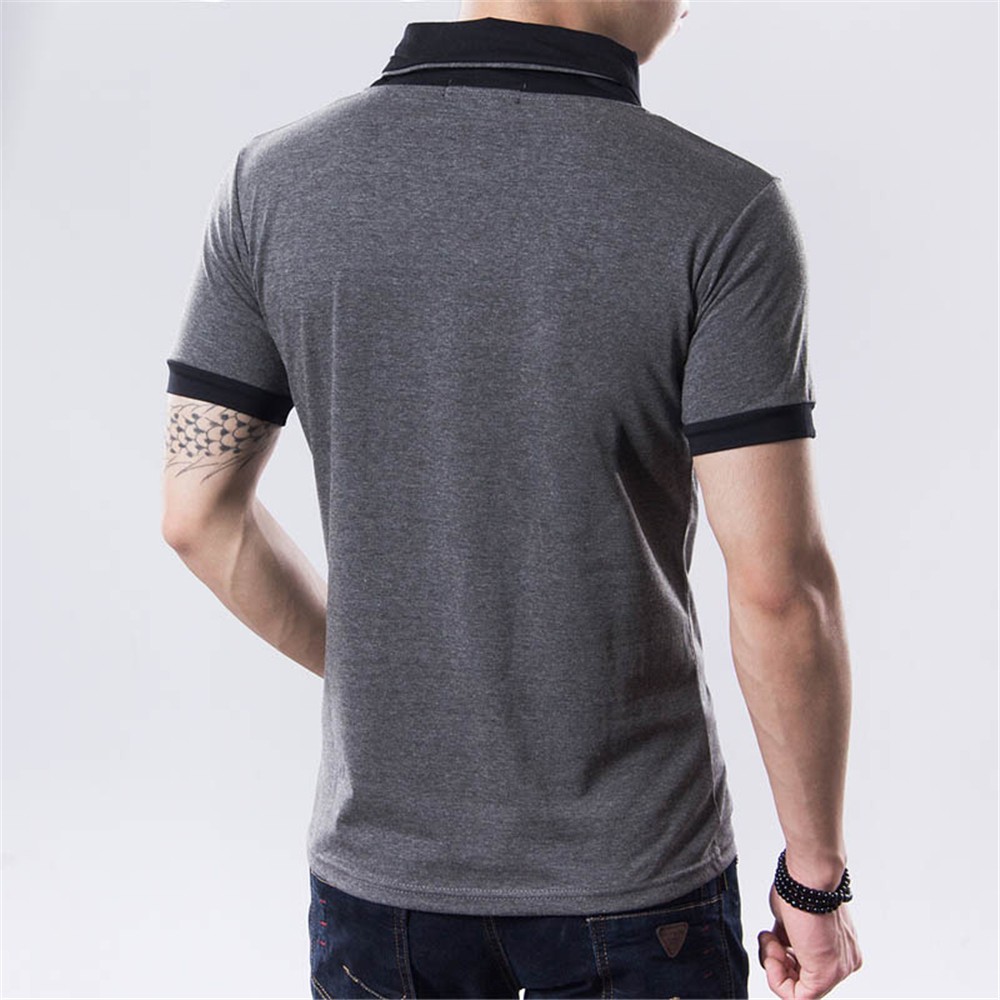 2021 High quality Plus Size Summer Mens T-Shirts Fashion Slim Short Sleeve Patchwork V Neck Cotton Men Black T-Shirt