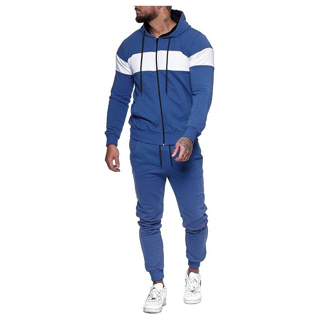 2021 High quality Autumn Winter Mens Tracksuit Jogging Suits Patchwork Hoodies Set Man Hoodies and pants Male Gym Set