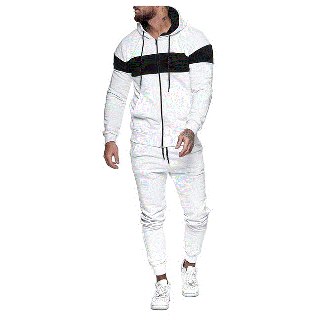 2021 High quality Autumn Winter Mens Tracksuit Jogging Suits Patchwork Hoodies Set Man Hoodies and pants Male Gym Set