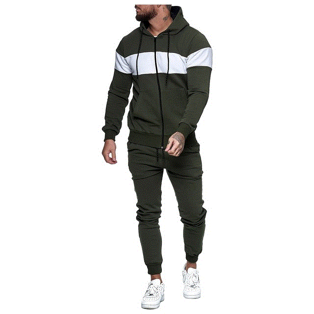 2021 High quality Autumn Winter Mens Tracksuit Jogging Suits Patchwork Hoodies Set Man Hoodies and pants Male Gym Set