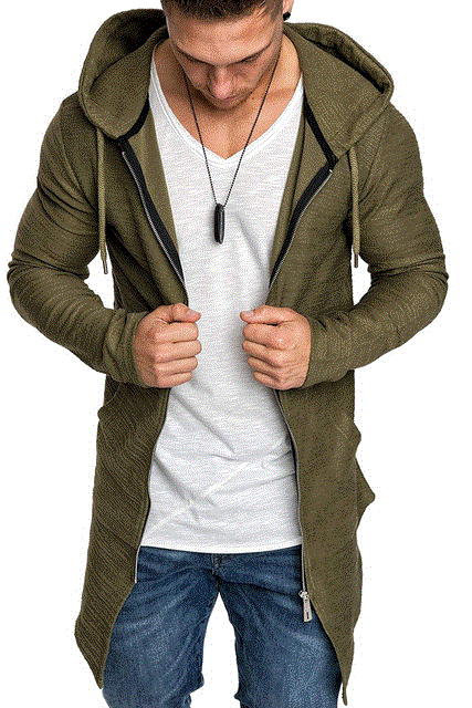 2021 High quality Men Dovetail Long Style Trench Male Cool Style Zip Sports Jacket Long Sleeve Hooded Coat Plus Size