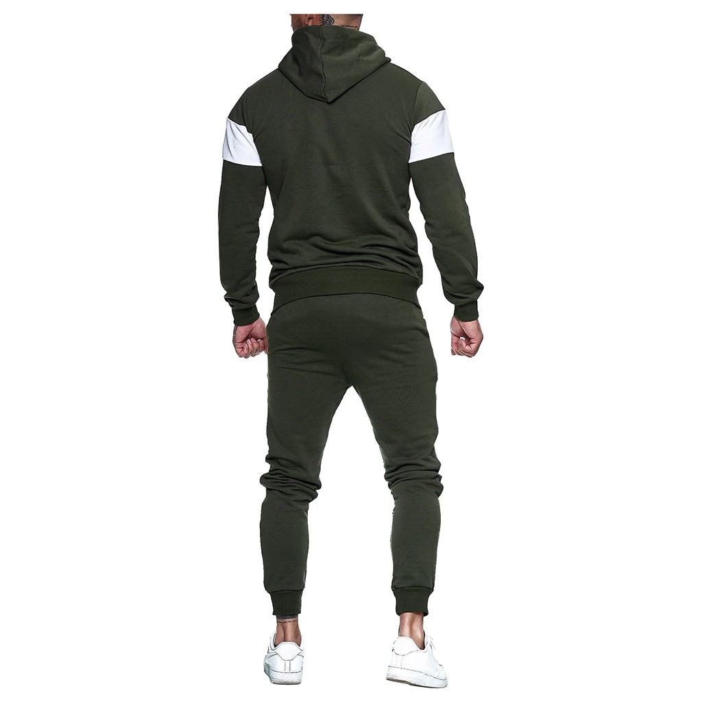 2021 High quality Autumn Winter Mens Tracksuit Jogging Suits Patchwork Hoodies Set Man Hoodies and pants Male Gym Set