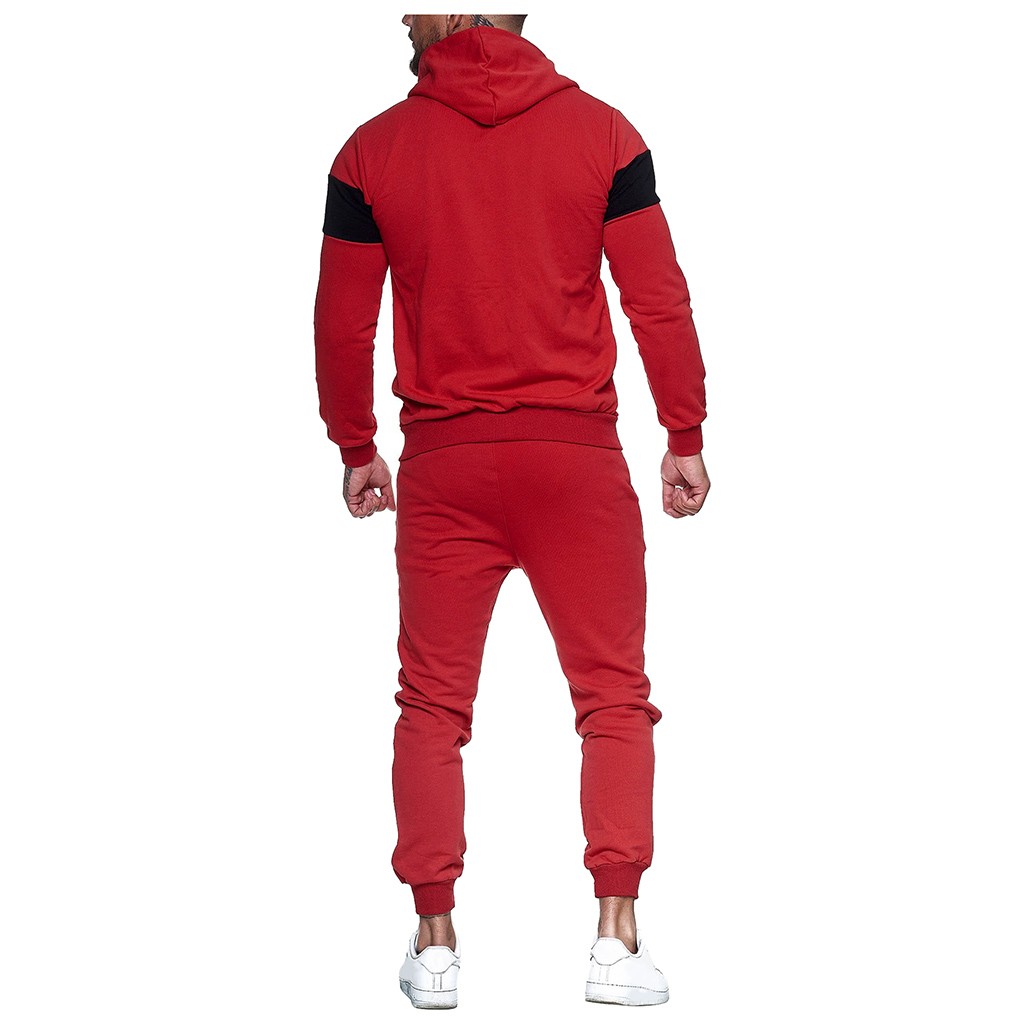 2021 High quality Autumn Winter Mens Tracksuit Jogging Suits Patchwork Hoodies Set Man Hoodies and pants Male Gym Set