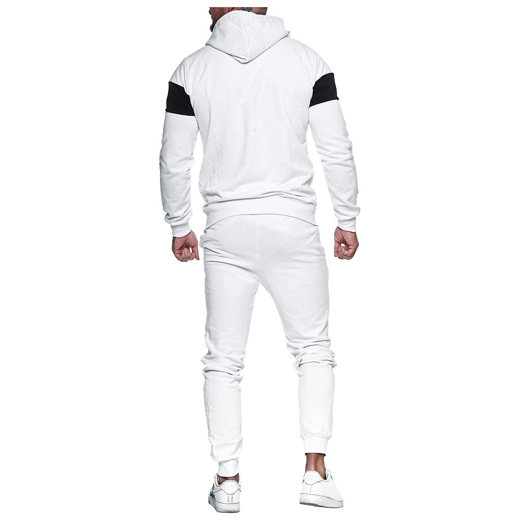 2021 High quality Autumn Winter Mens Tracksuit Jogging Suits Patchwork Hoodies Set Man Hoodies and pants Male Gym Set