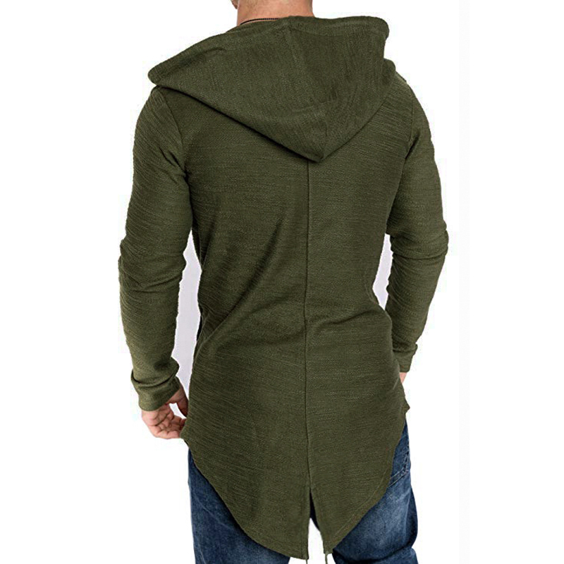 2021 High quality Men Dovetail Long Style Trench Male Cool Style Zip Sports Jacket Long Sleeve Hooded Coat Plus Size