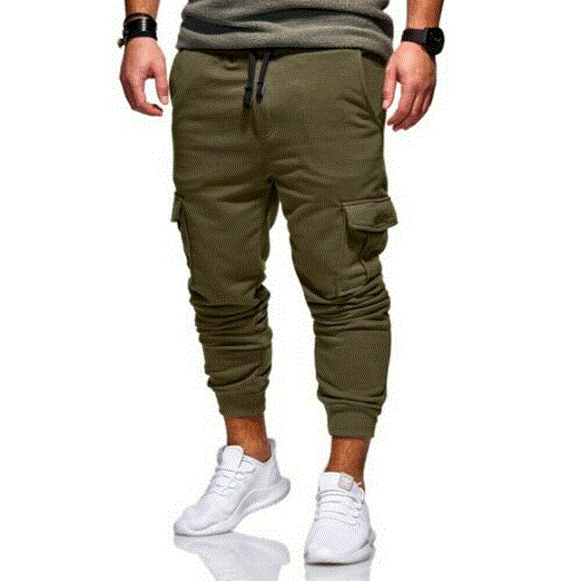 2021 High quality Men Pants Casual Sport Long Pockets Drawstring Cotton Tracksuit Fitness Sport Gym Joggers Trousers
