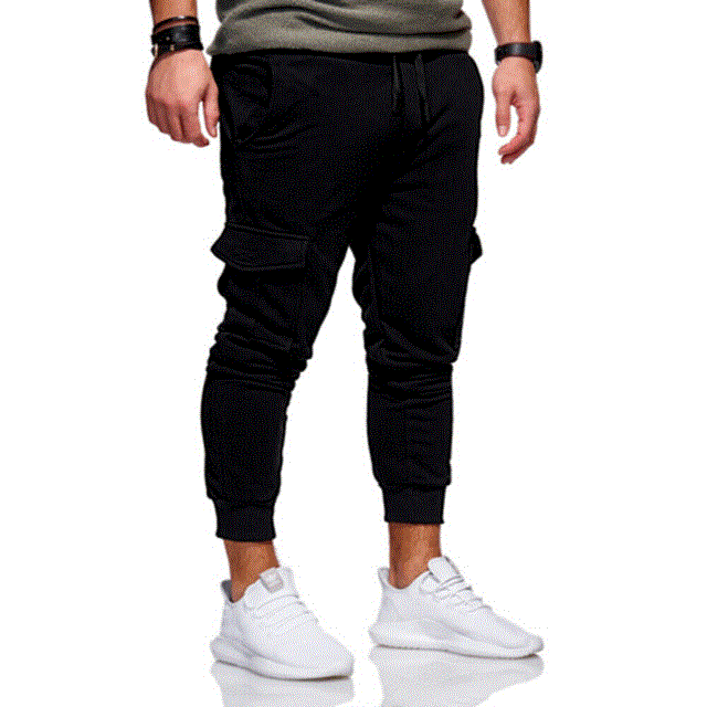 2021 High quality Men Pants Casual Sport Long Pockets Drawstring Cotton Tracksuit Fitness Sport Gym Joggers Trousers