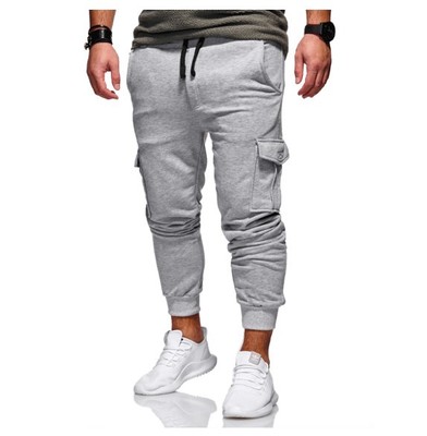 2021 High quality Men Pants Casual Sport Long Pockets Drawstring Cotton Tracksuit Fitness Sport Gym Joggers Trousers