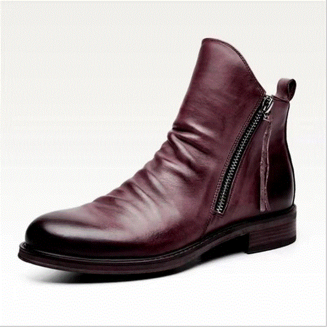 2021 High quality Original Leather Boots Men  Autumn Shoes Male Leather Casual Boots Men Comfy Anti-Slip Lace-up Boots