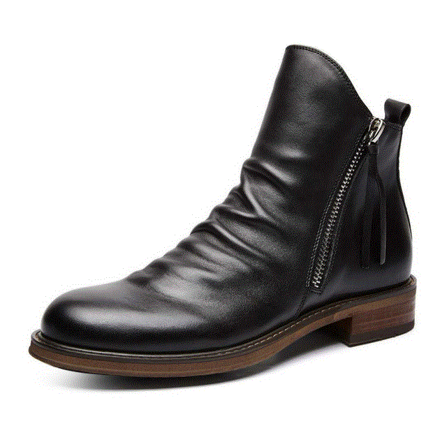 2021 High quality Original Leather Boots Men  Autumn Shoes Male Leather Casual Boots Men Comfy Anti-Slip Lace-up Boots