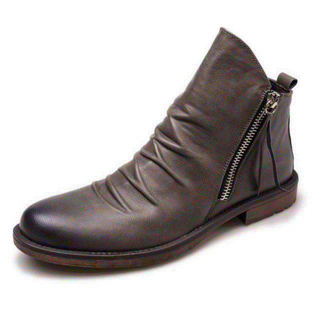 2021 High quality Original Leather Boots Men  Autumn Shoes Male Leather Casual Boots Men Comfy Anti-Slip Lace-up Boots