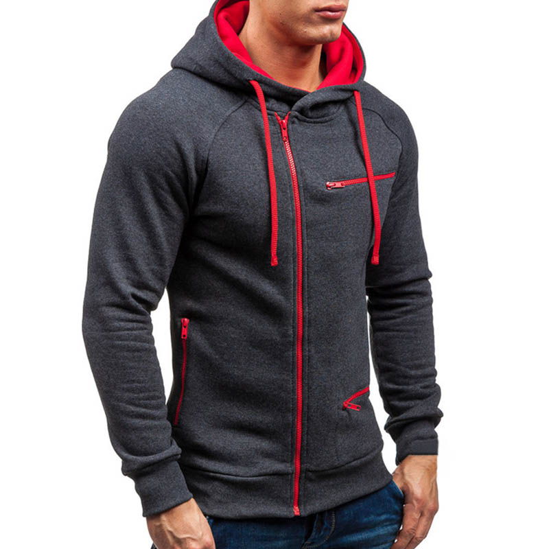 2021 High quality Men Hoodie Sweatshirt Casual Long Sleeve Mens Hoodies Slim Zipper Hooded Cardigan Men Sweatshirts
