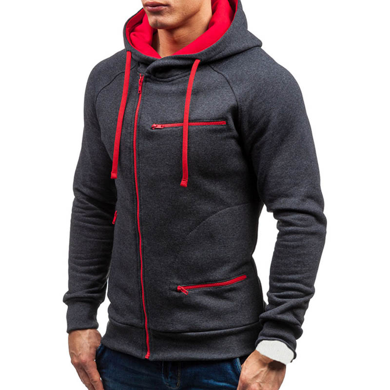 2021 High quality Men Hoodie Sweatshirt Casual Long Sleeve Mens Hoodies Slim Zipper Hooded Cardigan Men Sweatshirts