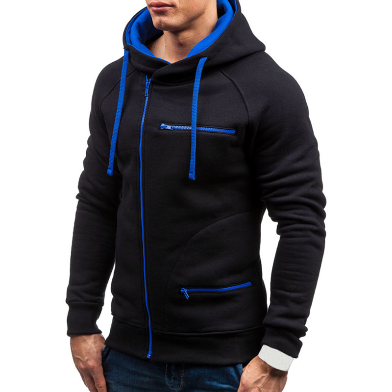 2021 High quality Men Hoodie Sweatshirt Casual Long Sleeve Mens Hoodies Slim Zipper Hooded Cardigan Men Sweatshirts