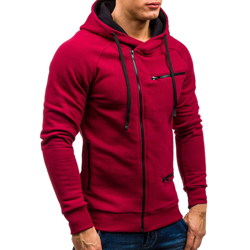 2021 High quality Men Hoodie Sweatshirt Casual Long Sleeve Mens Hoodies Slim Zipper Hooded Cardigan Men Sweatshirts