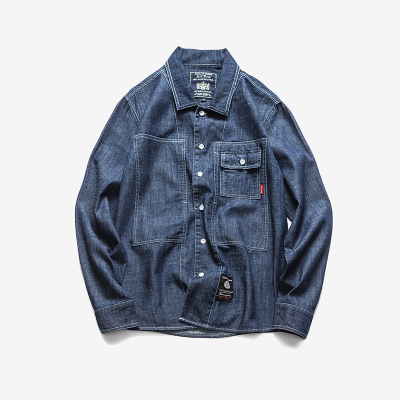 2021 High quality Men harajuku denim shirts male vintage jeans shirts male designer spring korean hip hop clothing