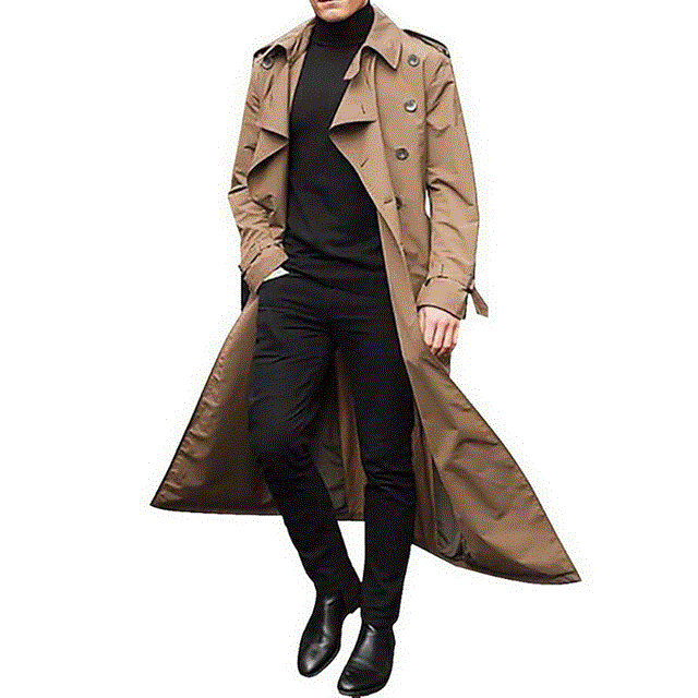 2021 High quality Spring Autumn Men's Long Windbreaker Fashion Casual Jacket Lapel Double breasted Male Trench Coat
