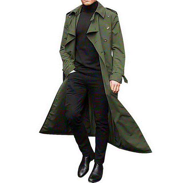 2021 High quality Spring Autumn Men's Long Windbreaker Fashion Casual Jacket Lapel Double breasted Male Trench Coat