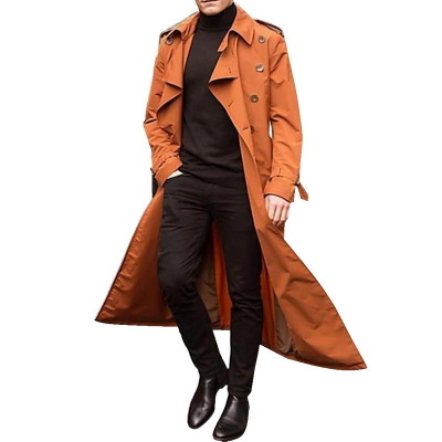 2021 High quality Spring Autumn Men's Long Windbreaker Fashion Casual Jacket Lapel Double breasted Male Trench Coat