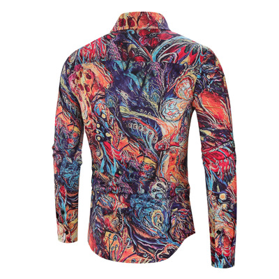2021 High quality New Fashion Floral Print Slim Fit Shirts Men's Long Sleeve Casual Dress Shirts