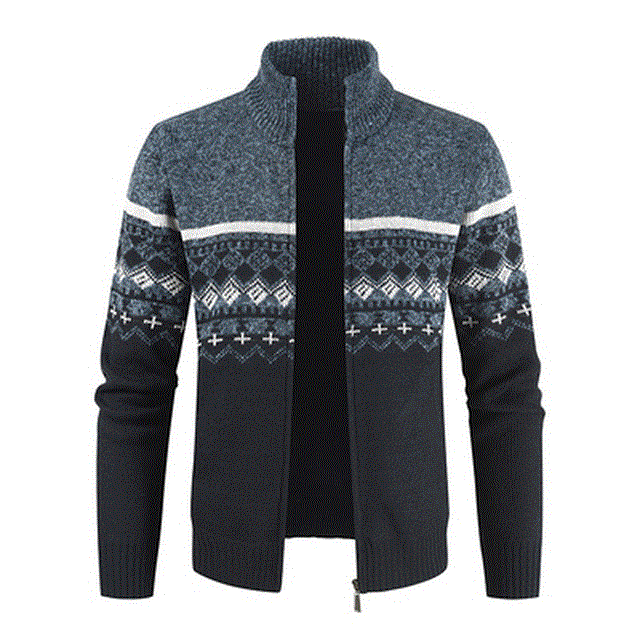 2021 High quality Mens Cardigan Casual Stand Collar Zipper Warm Sweater Men Winter Fashion Loose Men's Sweater