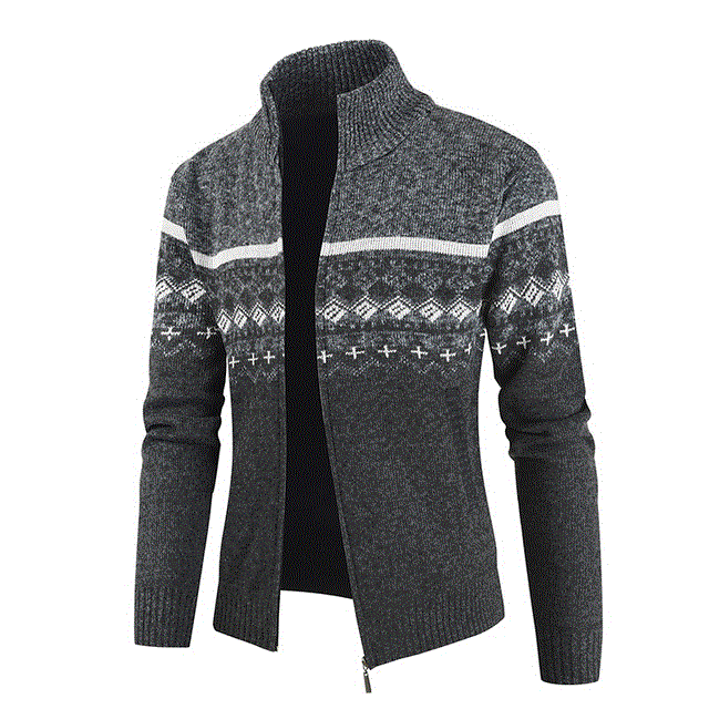 2021 High quality Mens Cardigan Casual Stand Collar Zipper Warm Sweater Men Winter Fashion Loose Men's Sweater