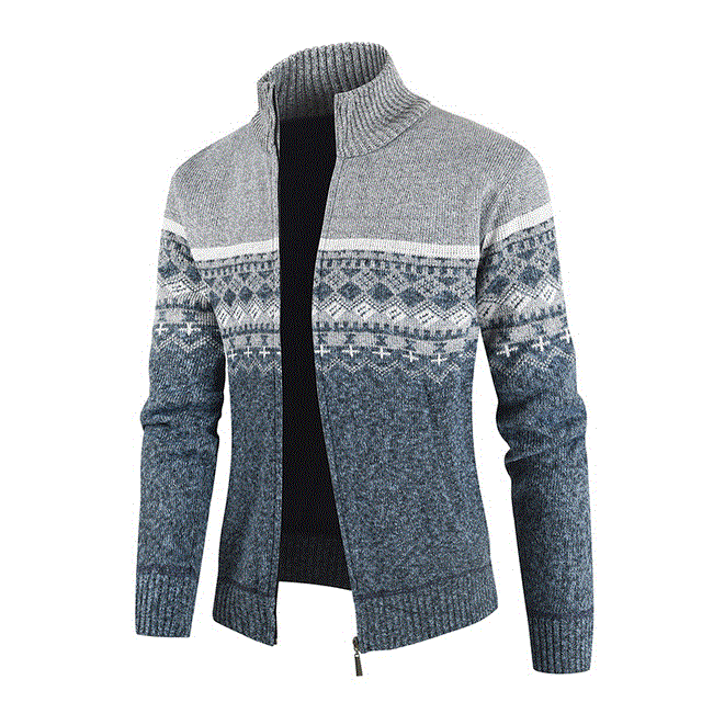 2021 High quality Mens Cardigan Casual Stand Collar Zipper Warm Sweater Men Winter Fashion Loose Men's Sweater