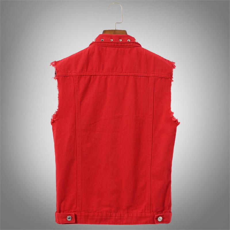 2021 High quality Denim Vest Men Punk Rock Rivet Cowboy Black Jeans Waistcoat Fashion Men Sleeveless Jeans Jackets
