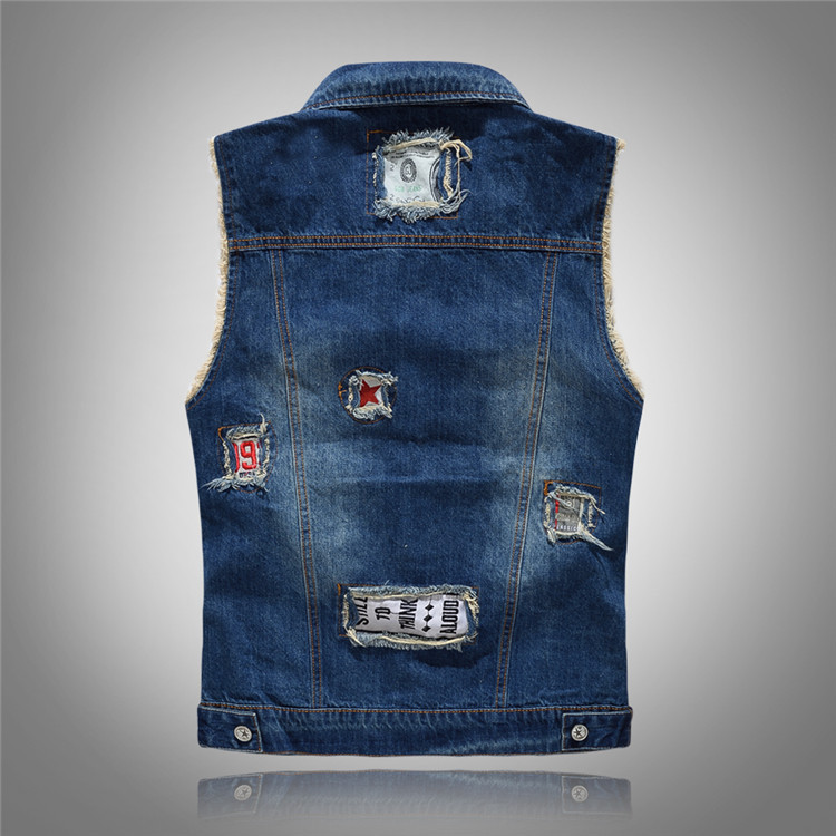 2021 High quality Fashion Men Denim Jeans Vest Coat Ripped Sleeveless Streetwear Waistcoat Hole Vest Mens Jackets