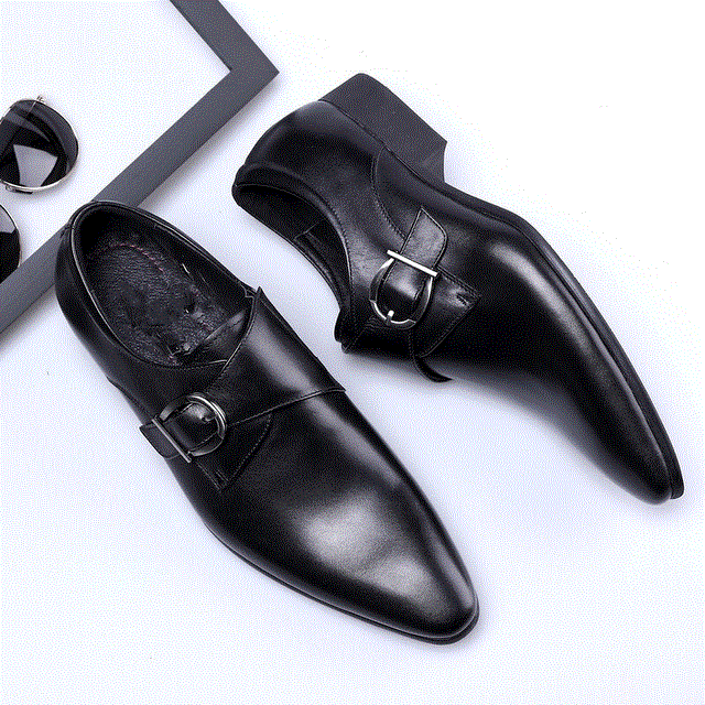2021 High quality Men Leather Monk Strap Oxford Shoes for Men Wedding Business Formal Suit Mens Formal Shoes