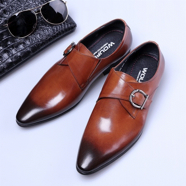 2021 High quality Men Leather Monk Strap Oxford Shoes for Men Wedding Business Formal Suit Mens Formal Shoes