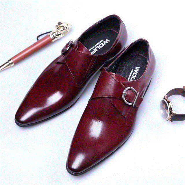 2021 High quality Men Leather Monk Strap Oxford Shoes for Men Wedding Business Formal Suit Mens Formal Shoes