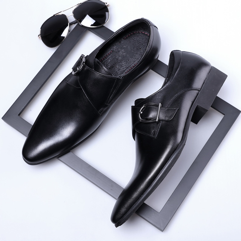 2021 High quality Men Leather Monk Strap Oxford Shoes for Men Wedding Business Formal Suit Mens Formal Shoes