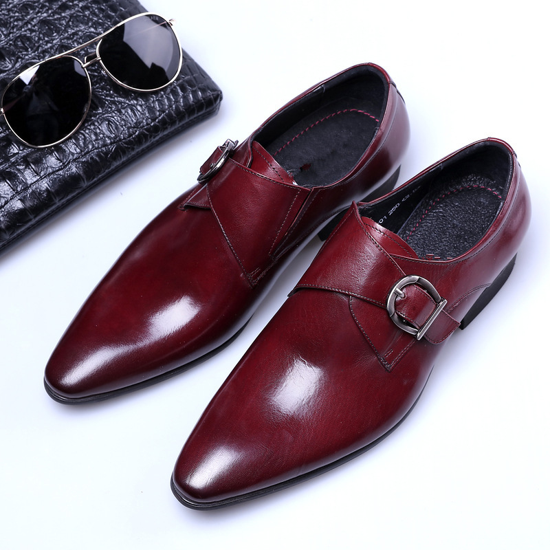 2021 High quality Men Leather Monk Strap Oxford Shoes for Men Wedding Business Formal Suit Mens Formal Shoes