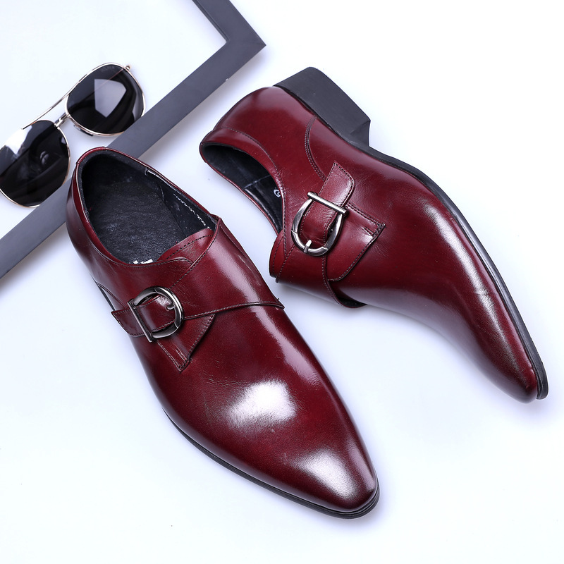 2021 High quality Men Leather Monk Strap Oxford Shoes for Men Wedding Business Formal Suit Mens Formal Shoes