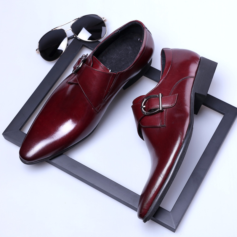 2021 High quality Men Leather Monk Strap Oxford Shoes for Men Wedding Business Formal Suit Mens Formal Shoes