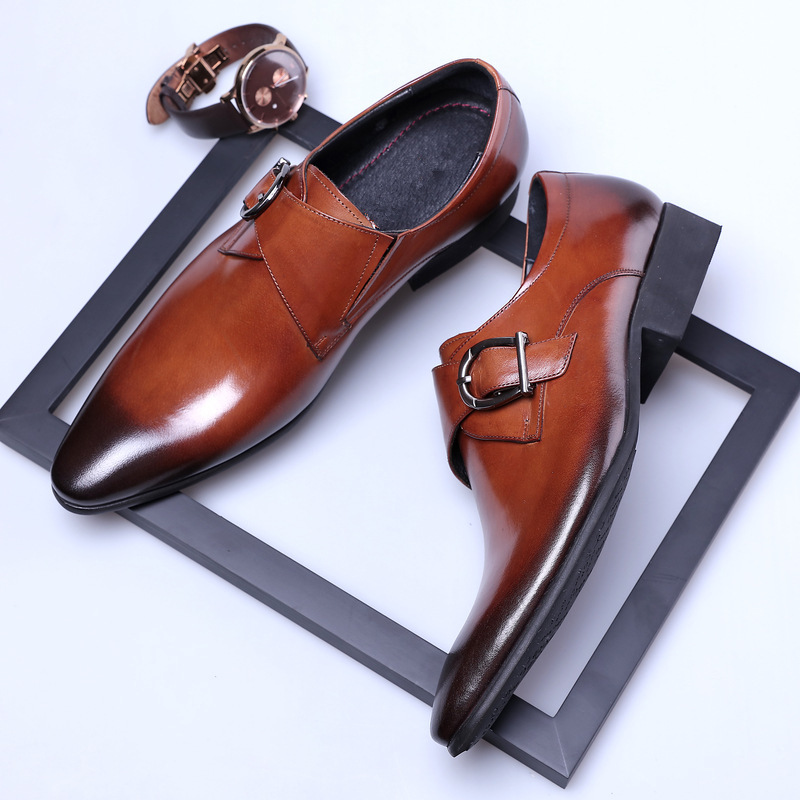 2021 High quality Men Leather Monk Strap Oxford Shoes for Men Wedding Business Formal Suit Mens Formal Shoes