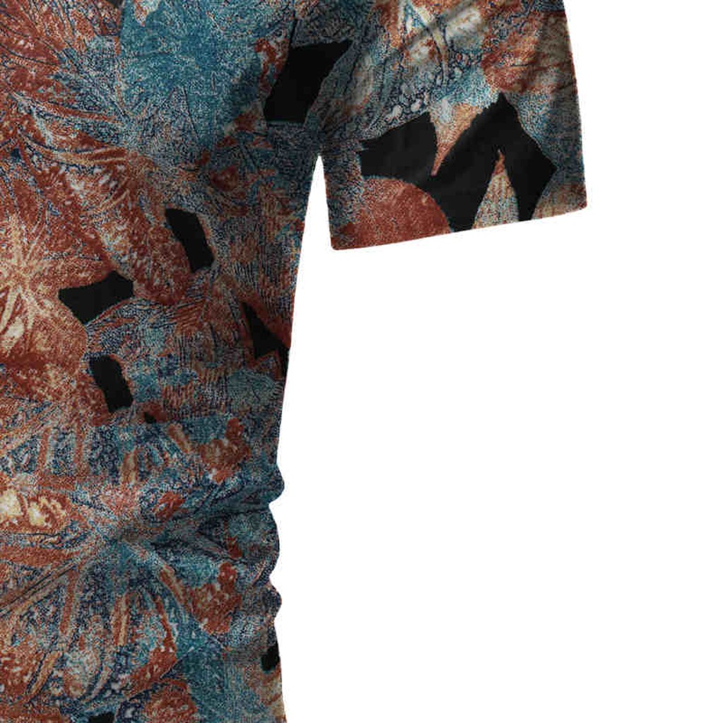 2021 High quality Men's Cool Retro Shirts Hawaii Printed Splicing Pattern Casual Fashion Lapel Short Sleeve Shirts