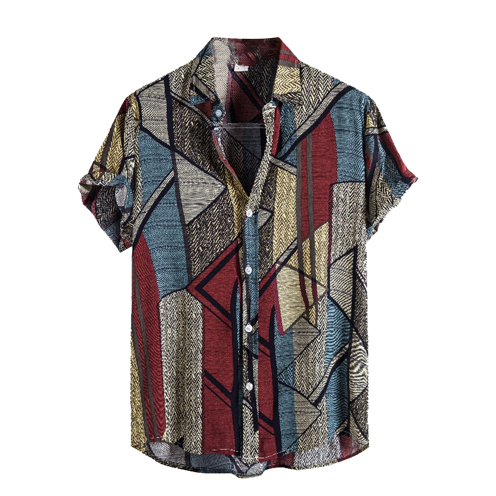 2021 High quality Men Splicing Shirt Button Loose Vintage Shirt Long Sleeve Blouse Stylish Casual Brand Shirts for men