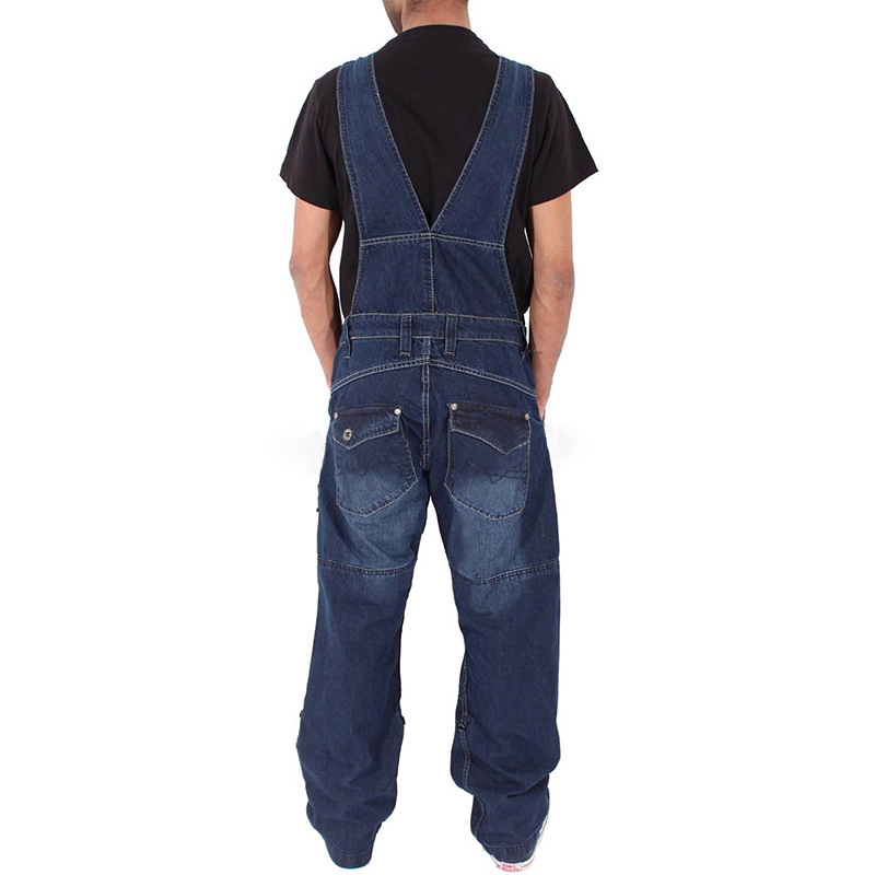 2021 High quality Men Jeans Suspender Pants Fashion Multi-pockets Loose Denim Trousers Jumpsuit Bib Pants Overalls