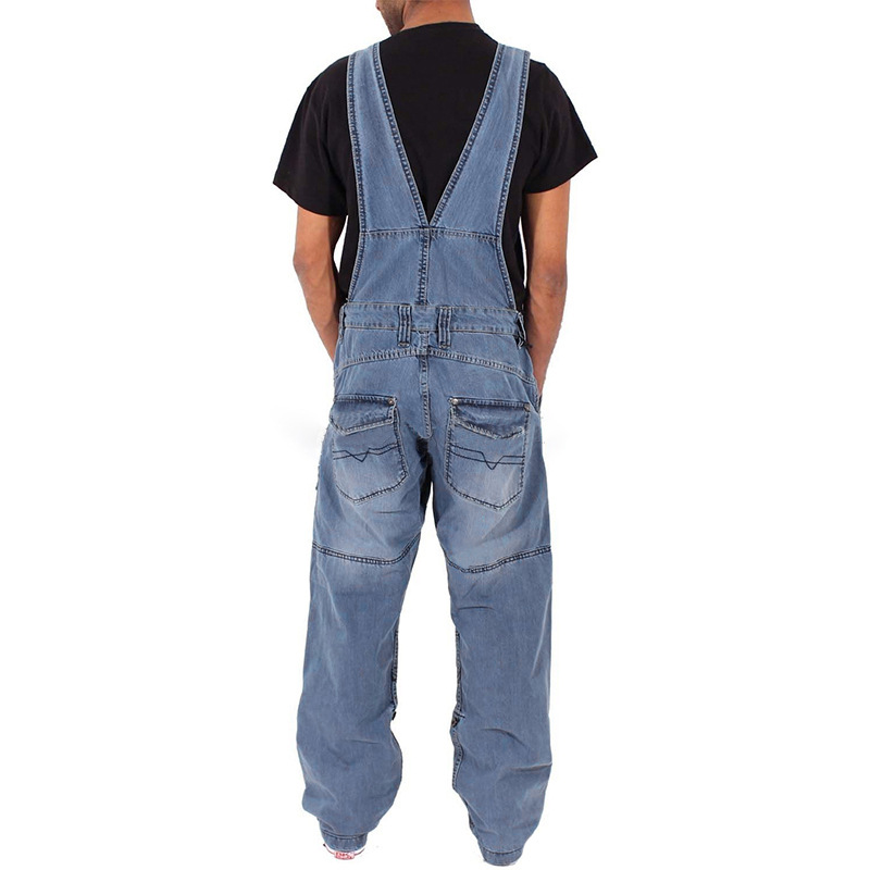 2021 High quality Men Jeans Suspender Pants Fashion Multi-pockets Loose Denim Trousers Jumpsuit Bib Pants Overalls